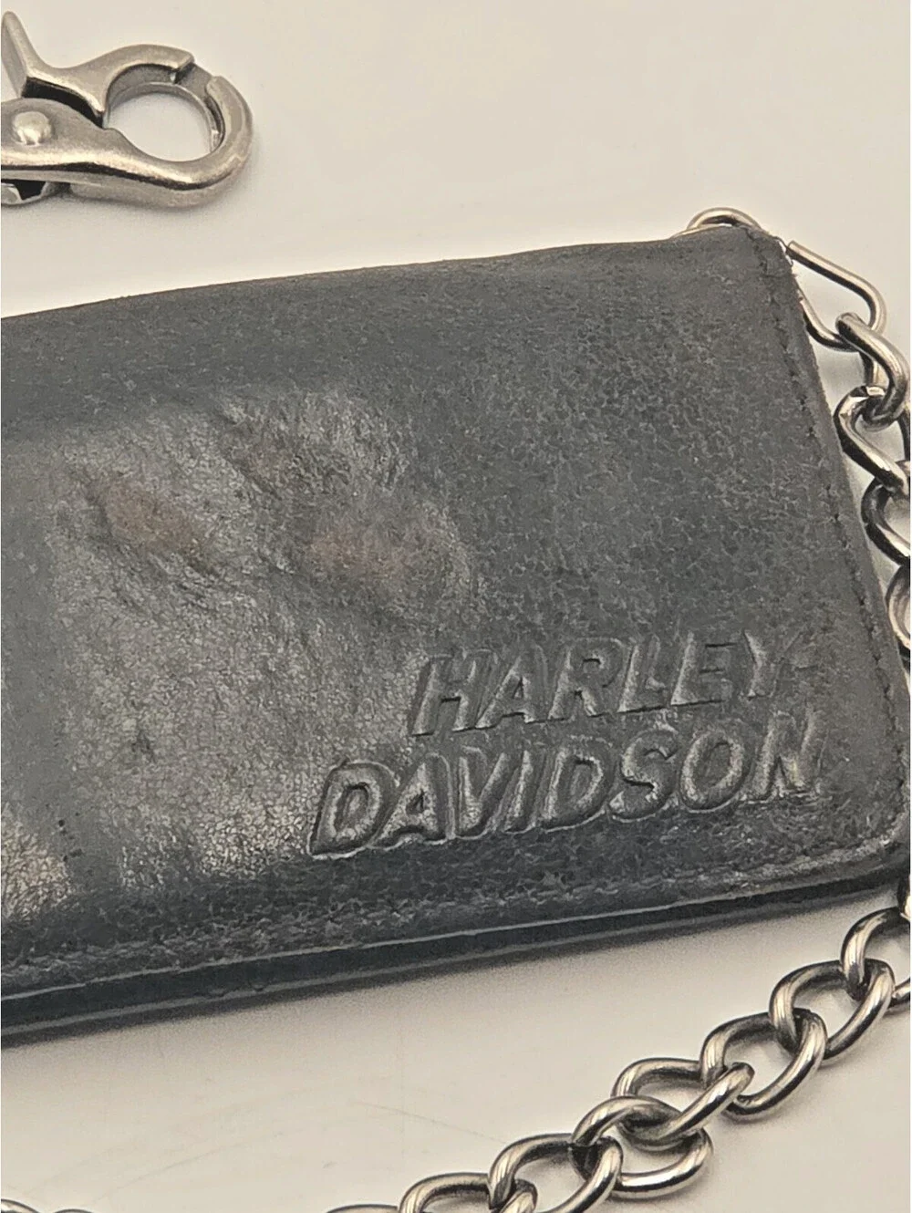 Harley Davidson Willie G Skull Bifold Leather Biker Chain Wallet BM2616L-TanBlk